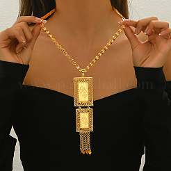 Eleganti collane con ciondolo in ottone con nappa geometrica per accessori da festa per le donne&nbsp;LR5784-2