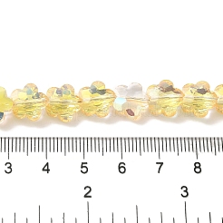 電気メッキガラスビーズセット  半分メッキ  多面カット  スモモの花  ゴールド  10x10x5mm  穴：1mm  約70個/連  25.83''（65.6センチメートル）&nbsp;EGLA-B006-04A-HP01