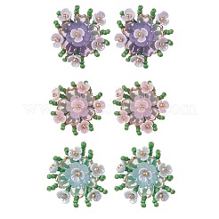 Boucles d'oreilles à tige en perles de verre faites à la main avec des fleurs&nbsp;EJEW-MZ00656