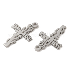 変色しない304ステンレススチールペンダント  レーザー切断  クロスチャーム  ステンレス鋼色  18.5x12x1mm  穴：1.6mm&nbsp;STAS-J042-23P