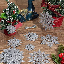 36шт снежинка пластиковая подвеска украшения&nbsp;DIY-CP0013-33B