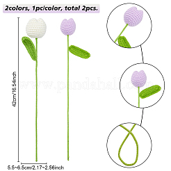 2 stücke 2 farben baumwolle stricken künstliche blume&nbsp;AJEW-FG0001-91