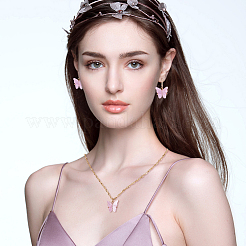 Collana con ciondolo a farfalla in plastica&nbsp;SJEW-AN0001-33