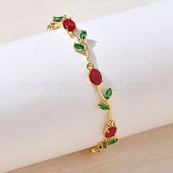 Armbänder aus Messing und Glas mit Blumengliedern&nbsp;KK-CBA7DFA-01G-09