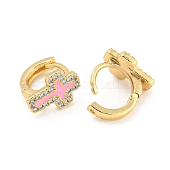 Серьги-кольца из латуни с покрытием из настоящего золота 18 карат EJEW-L269-072G