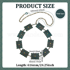 Женские ремни из цинкового сплава и железа с прямоугольными звеньями AJEW-WH0695-243