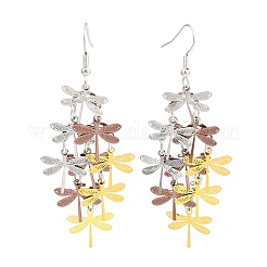 Серьги-подвески в виде стрекоз из нержавеющей стали 430&nbsp;EJEW-A137-04P-03