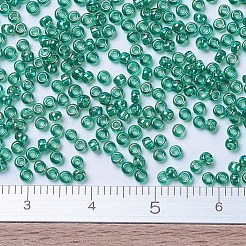 MIYUKIラウンドロカイユビーズ  日本製シードビーズ  （rr295)透明エメラルドab  11/0  2x1.3mm  穴：0.8mm  約1100PCS /ボトル  10 G /ボトル&nbsp;SEED-JP0008-RR0295