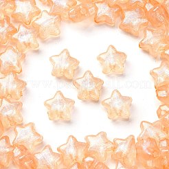 明るい透明なアクリルビーズ  キラキラビーズ  暗闇で光る  スター  オレンジ  10x11x6mm  穴：2mm&nbsp;MACR-D024-24A