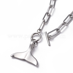 Colliers avec pendentif en acier inoxydable 304 en forme de queue de baleine&nbsp;NJEW-JN02701