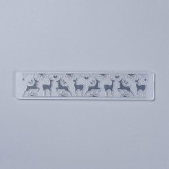 プラスチックエンボスフォルダー  凹凸エンボスステンシル  手工芸品の写真アルバムの装飾のため  鹿  30x150x2.5mm&nbsp;DIY-P007-D03