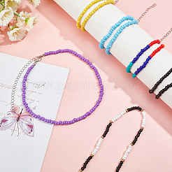 15 шт. 15 стиля круглых стеклянных бусин колье-чокер&nbsp;NJEW-AR0001-01