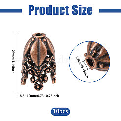 合金ビーズキャップ2袋  花  赤銅鉱  29x18.5~19mm  穴：3.7~3.8mm  5個/袋&nbsp;FIND-PH0038-39R