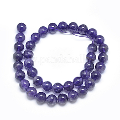 天然石アメジストビーズ連売り  ラウンド  10mm  穴：1mm  約37~38個/連  15.2インチ（38.5cm）&nbsp;LS-G-E481-03-10mm