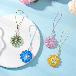 4 шт. подвеска-цветок в виде кошачьего глаза HJEW-TA00419