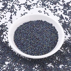 MIYUKIラウンドロカイユビーズ  日本製シードビーズ  （rr401fr）マットブラックab  11/0  2x1.3mm  穴：0.8mm  約50000個/ポンド&nbsp;SEED-G007-RR0401FR