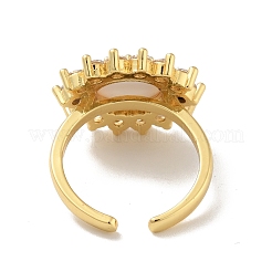 Кубический цирконий солнце с дурным глазом открытое кольцо-манжета с акрилом&nbsp;RJEW-B042-06G-03