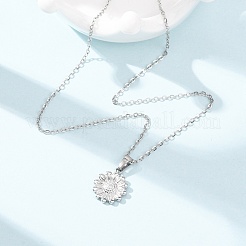 Colliers à pendentif fleur en acier inoxydable 304 avec chaîne câble pour hommes et femmes&nbsp;NJEW-K308-05E-P