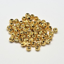 Perline distanziatrici rotonde ondulate in ottone placcato a cremagliera&nbsp;KK-I600-5mm-G-RS