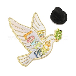 Emaille-Broschen mit Liebes- und Friedenstaubenmotiv&nbsp;AL-I001-01G-01