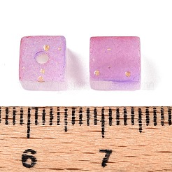 Perles de verre givrées avec poudre pailletée dorée&nbsp;DGLA-NH001-6mm-01J