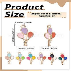 36шт 6 цвета сплава эмалевые подвески&nbsp;ENAM-LP0002-43