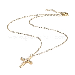 Colliers à pendentif en zircone cubique transparent micro pavé en laiton&nbsp;NJEW-H100-13G