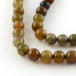 Крашеные естественный дракон вены агата круглые пряди из бисера X-G-R342-8mm-08