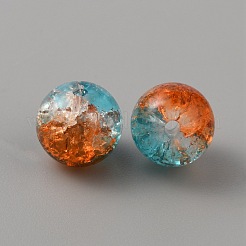 Perle di vetro craquelé trasparente bicolore&nbsp;GLAA-WH0038-15D