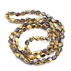 半メッキ電気メッキ透明ガラスビーズ連売り  ファセットポリゴン  ゴールド  7.5x6x6.8mm  穴：1mm  約90個/連  26.85インチ（68.2cm）&nbsp;EGLA-G037-04A-HP02
