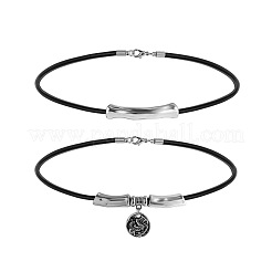 Плоские круглые ожерелья из сплава с подвеской в два слоя WG187C7-01