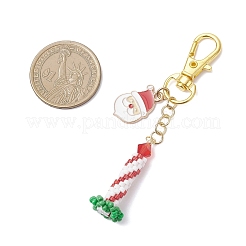 3 шт. 3-цветная рождественская 3D-свеча из стеклянных бусин и эмалированный сплав HJEW-MZ00396