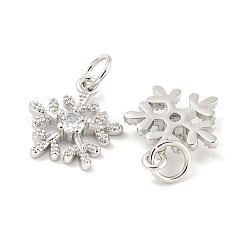 Placage de crémaillère en laiton micro pavé pendentifs en zircone cubique claire&nbsp;KK-B093-04B-P