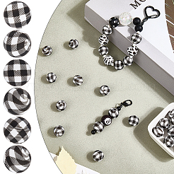 30шт круглые силиконовые бусины с принтом&nbsp;SIL-SC0002-84A