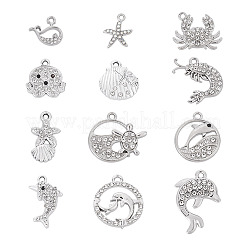 12pcs 12 estilos colgantes de rhinestone de aleación&nbsp;FIND-TAD0001-02