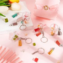 DIYカップチャームキーホルダー作りキット  プラスチックとタッセルのペンダントを含む  アイアン製キーリング  プラスチックの模造フルーツスライス  アクリルビーズ  ミックスカラー  130個/セット&nbsp;DIY-OC0009-31