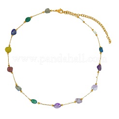 Ожерелья из натуральной смешанной каменной крошки и нержавеющей стали ручной работы для женщин FS-WGA6ABB-01