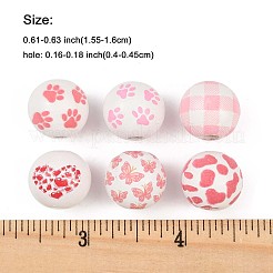 30 шт. 6 стиля пасхальная тема напечатанные деревянные европейские бусины&nbsp;WOOD-FP0001-06