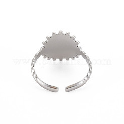 Bague ouverte ronde plate en acier inoxydable 304 anti-ternissement avec initiale pour homme et femme&nbsp;RJEW-S405-246P-N