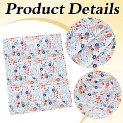 衣類や工芸品用の花柄プリントコットン生地  ダークオレンジ  1000x1500mm&nbsp;DIY-WH0622-781E