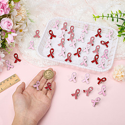 40 шт. двухцветная эмалевая лента с символикой СПИДа/рака груди&nbsp;JEWB-ME0001-23