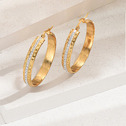 Классические серьги-кольца из нержавеющей стали 201 с прозрачным кубическим цирконием&nbsp;VE3751