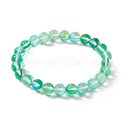 Braccialetti elasticizzati da donna con perline sintetiche rotonde in pietra di luna da 8 mm&nbsp;BJEW-JB10481