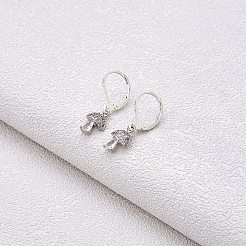 Прозрачные серьги с фианитами и грибами EJEW-SW00011-25
