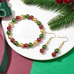 Kit di braccialetti elasticizzati con perline di vetro e orecchini pendenti&nbsp;SJEW-JS01289