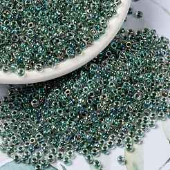 MIYUKIラウンドロカイユビーズ  日本製シードビーズ  （rr277)ライム裏打ちクリスタルab  8/0  3mm  穴：1mm  約422~455PCS /ボトル  10 G /ボトル&nbsp;SEED-JP0009-RR0277