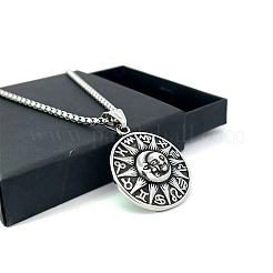 Ретро-ожерелья из нержавеющей стали с подвеской в виде солнца и луны для мужчин QW4763