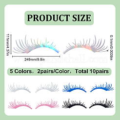 10 пара 5-х цветных водонепроницаемых наклеек из ПВХ в форме ресниц DIY-HY0003-04