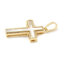 Подвески из латуни с натуральными белыми ракушками&nbsp;X-KK-S522-01A-G