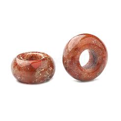 天然な角質のジャスパーヨーロッパのビーズ  大穴ビーズ  ロンデル  14x7~8mm  穴：6mm&nbsp;X-G-G740-14x8mm-05
